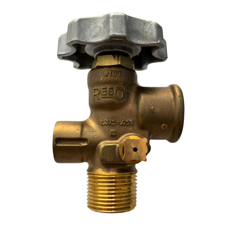 9101DK VAPOR SERVICE VALVE FOR LPG CONTAINERS BRASS (3/4" M.NPT X F.POL CGA510) REGO USA