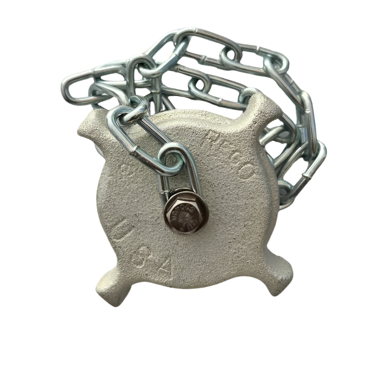 A3184-90 CAP WITH CHAIN & RING STEEL (2 1/4" F.ACME) REGO USA