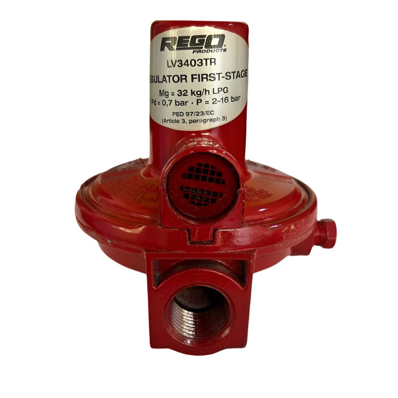 LV3403TR REGULATOR 32KG/HR (1/4"F.NPT X 1/2" F.NPT)  (690 MBAR) REGO USA