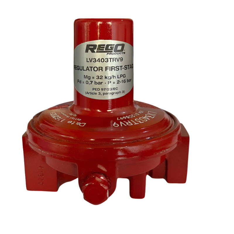 LV3403TRV9 REGULATOR FIRST STAGE COMPACT 32 KG/HR (1/4" F.NPT X 1/2" F.NPT) - 690MBAR REGO USA