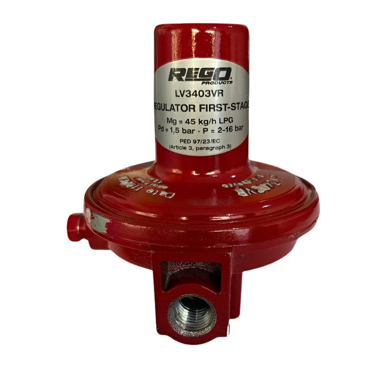 LV3403VR REGULATOR 45KG/HR (1/4" F.NPT X 1/2" F.NPT) (1.5 BAR) REGO USA